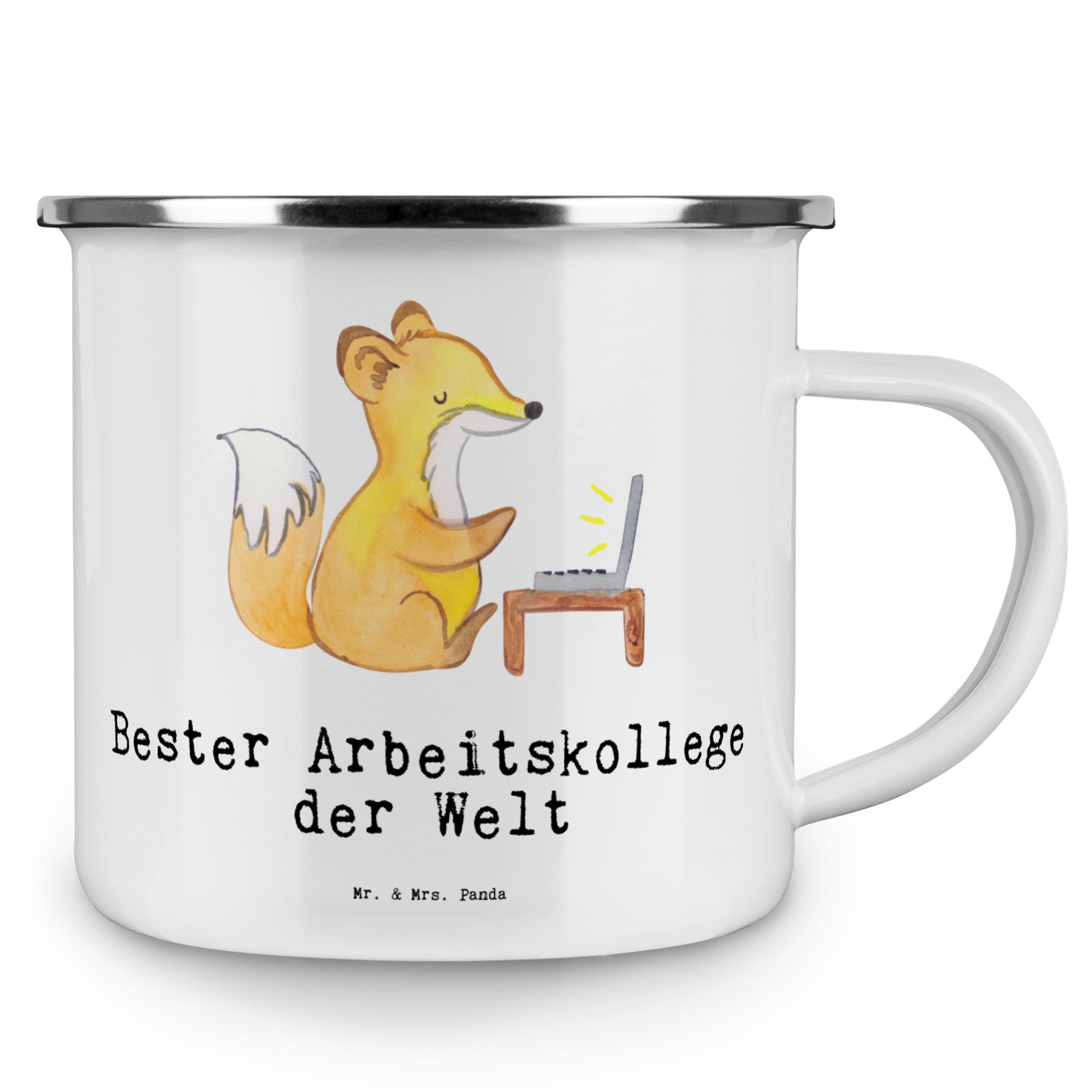 Mr. & Mrs. Panda - der G, Emaille Welt Weiß - Arbeitskollege Becher Fuchs Geburtstag, Geschenk, Bester