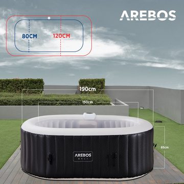 Arebos Whirlpool Aufblasbar, In- & Outdoor, 190x120 cm oval, 2 Personen, (Komplett, Set)