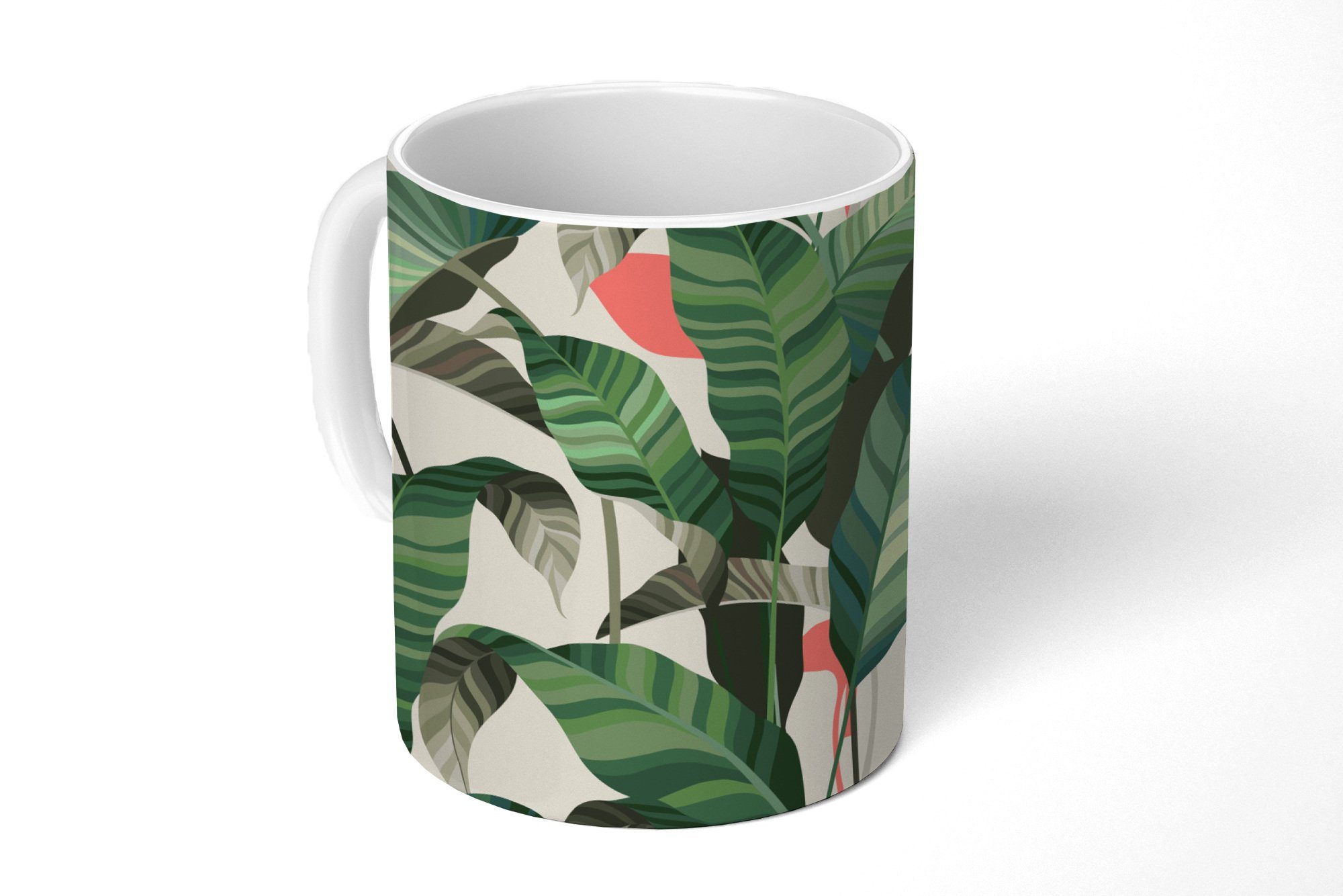 MuchoWow Tasse Tropisch - Blätter - Rosa, Keramik, Kaffeetassen, Teetasse, Becher, Teetasse, Geschenk
