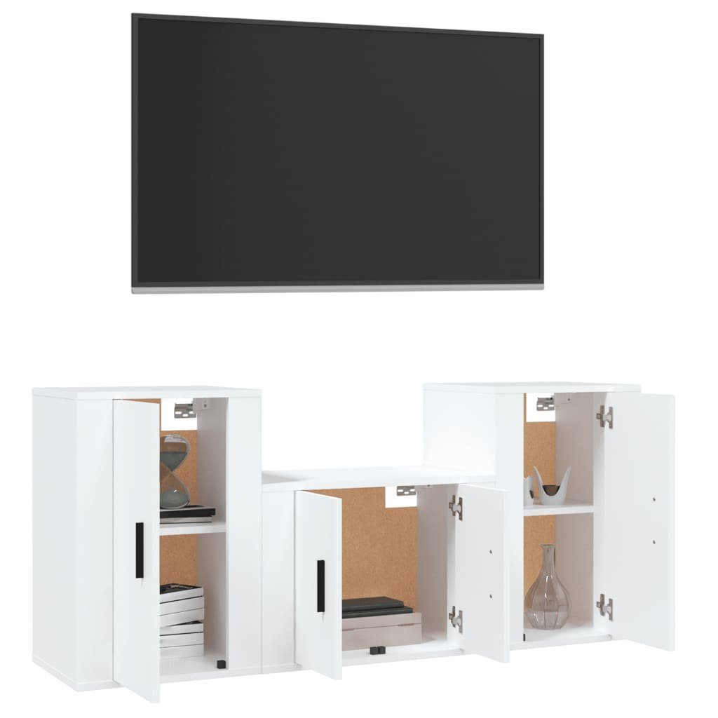 3-tlg. (3-St) Weiß vidaXL TV-Schrank TV-Schrank-Set Holzwerkstoff