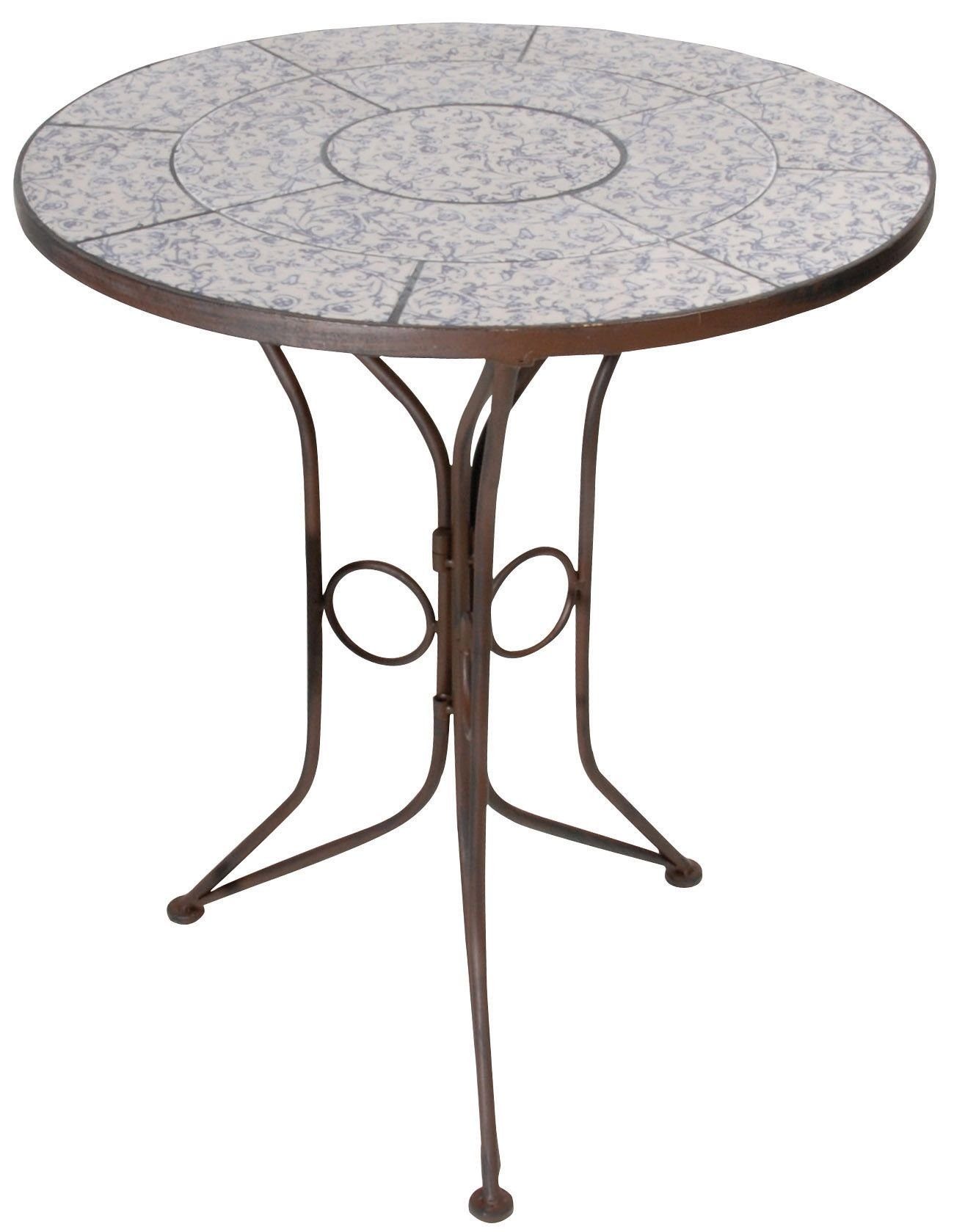 Esschert Design BV Gartentisch (1-St), Bistrotisch mit Keramik Oberfläche, Gestell aus Metall | Tische