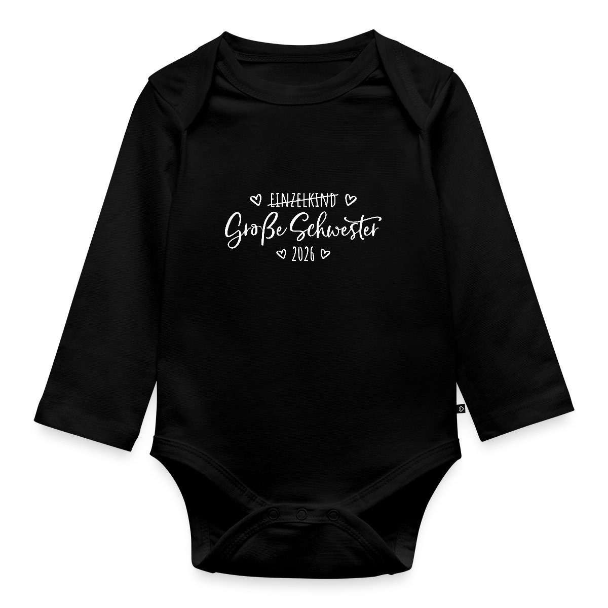 Spreadshirt Langarmbody Große Schwester 2026 Einzelkind Ende Herz Tages Baby Body Langarm (1-tlg)