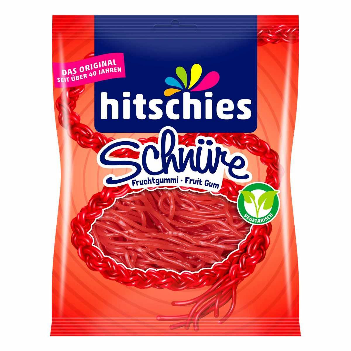hitschies Süßigkeit, Hitschies Erdbeer Schnüre fruchtige Schnüre mit Erdbeergeschmack 125g