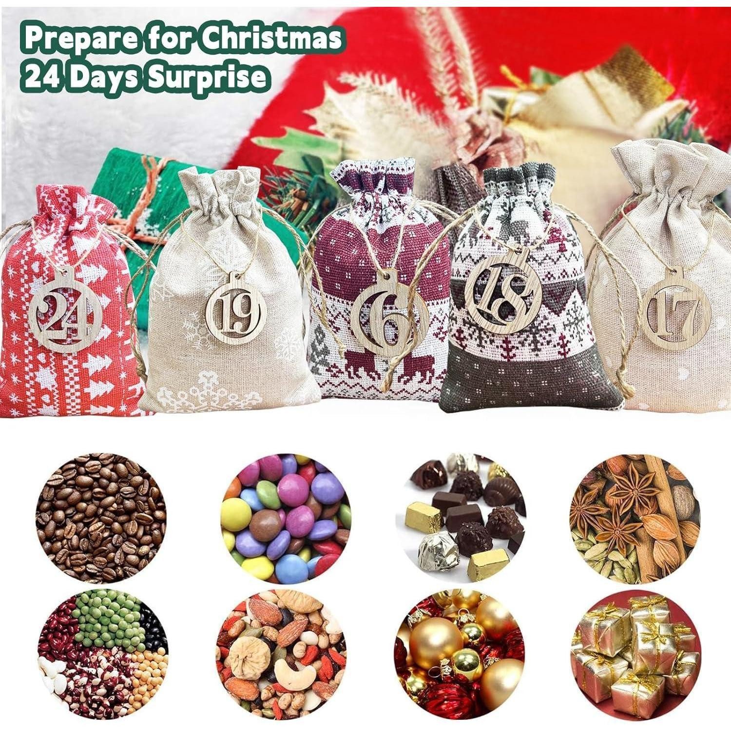 LuxusKollektion DIY-Adventskalender Adventskalender Sackleinenbeutel 24 Tage DIY mit Holzklammern