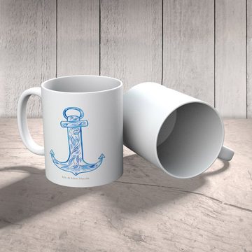 Mr. & Mrs. Panda Tasse Anker Blau - Weiß - Geschenk, Gute Laune, lustige Sprüche, Büro Tasse, Keramik, Exklusive Motive