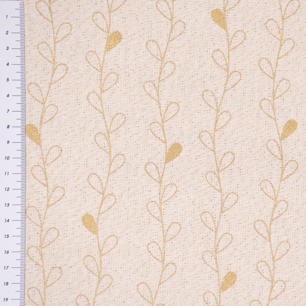 SCHÖNER LEBEN. Tischläufer LEBEN. Metallic handmade SCHÖNER gold, Tischläufer creme Blätterranken