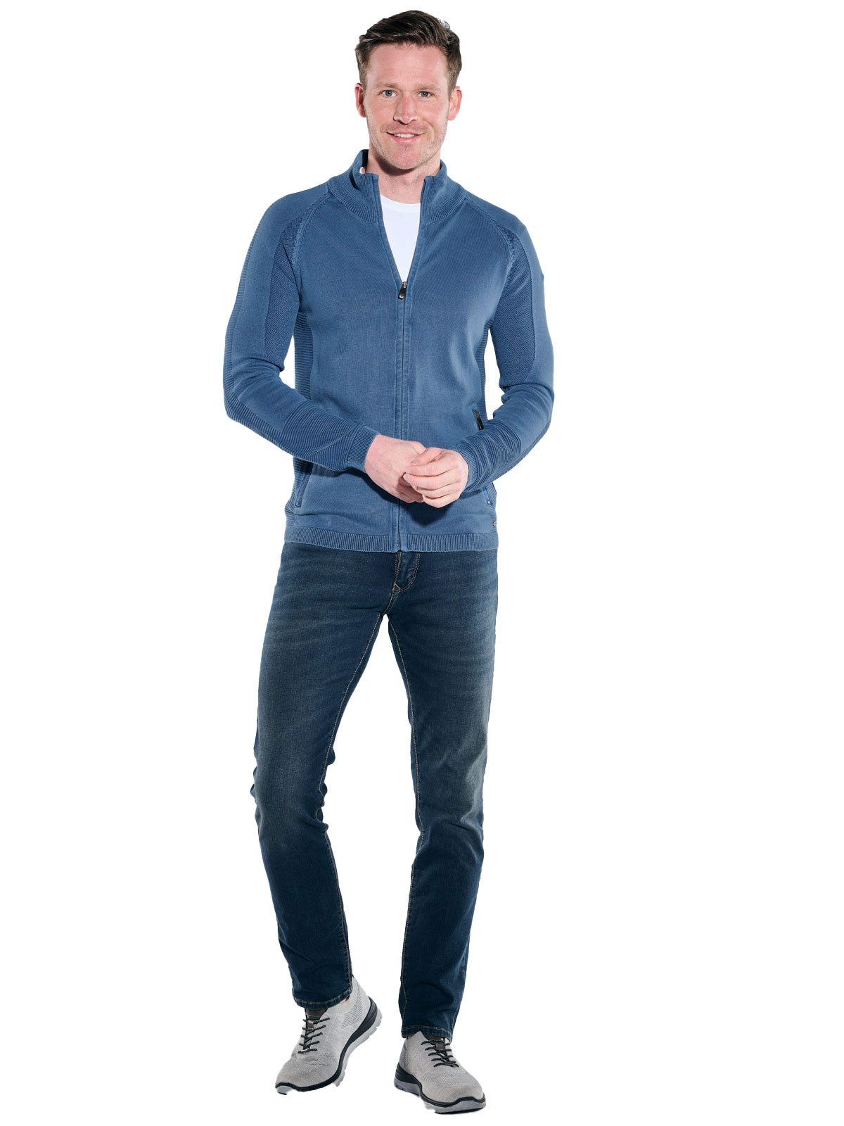 Engbers Cardigan Herren Cardigan mit Troyerkragen, Mittelblau