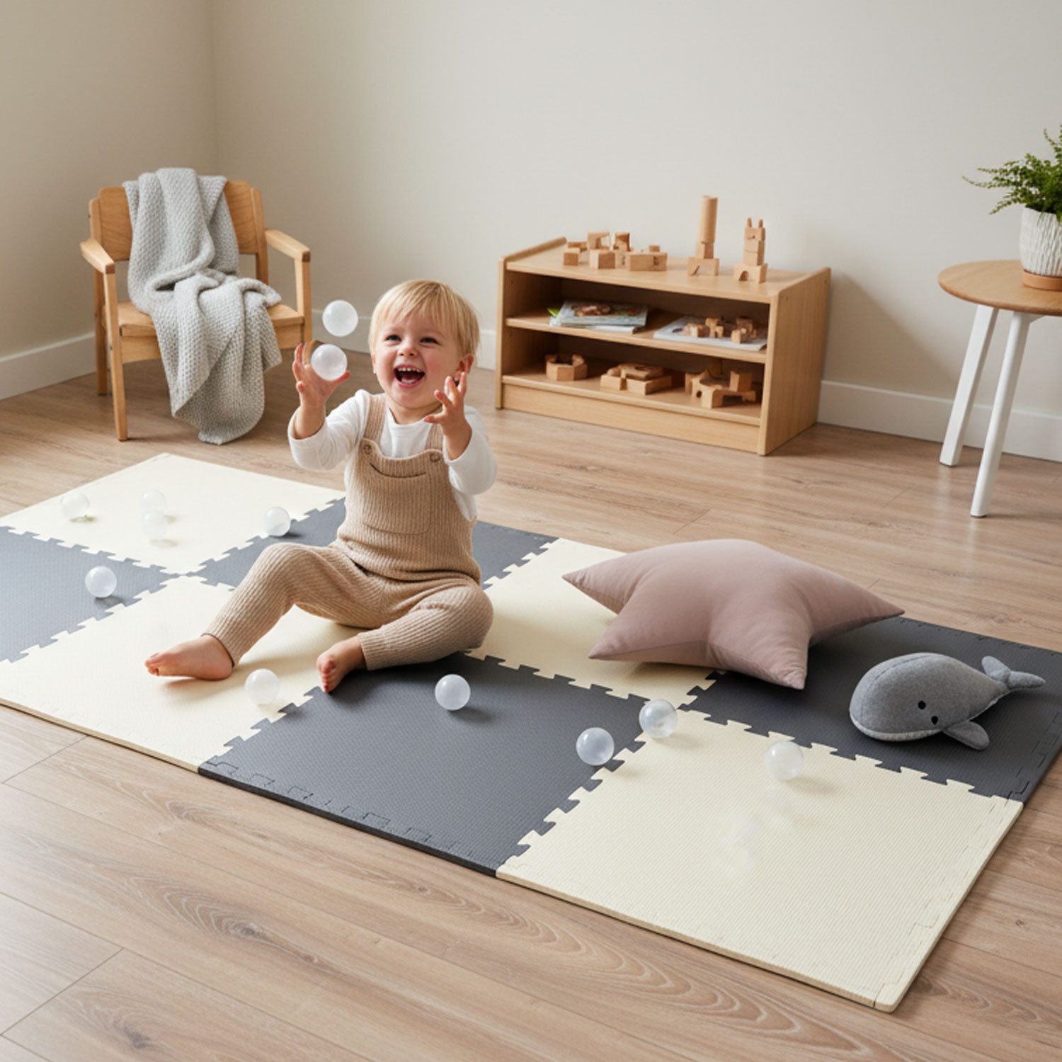 LittleTom Puzzlematte für Kinder 8 Teile Spielmatte 50 x 50cm Krabbelmatte fürs Kinderzimmer, (8-tlg), EVA-Schaum Spielunterlage - Puzzle Teppich - Bodenmatte Spielteppich