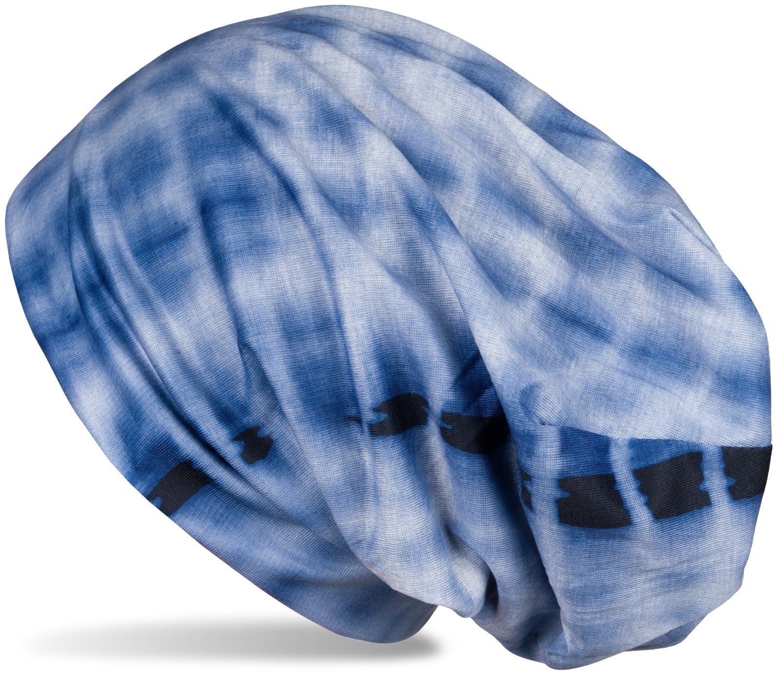 styleBREAKER Beanie (1-St) Beanie Mütze Batik Streifen Dunkelblau-Blau
