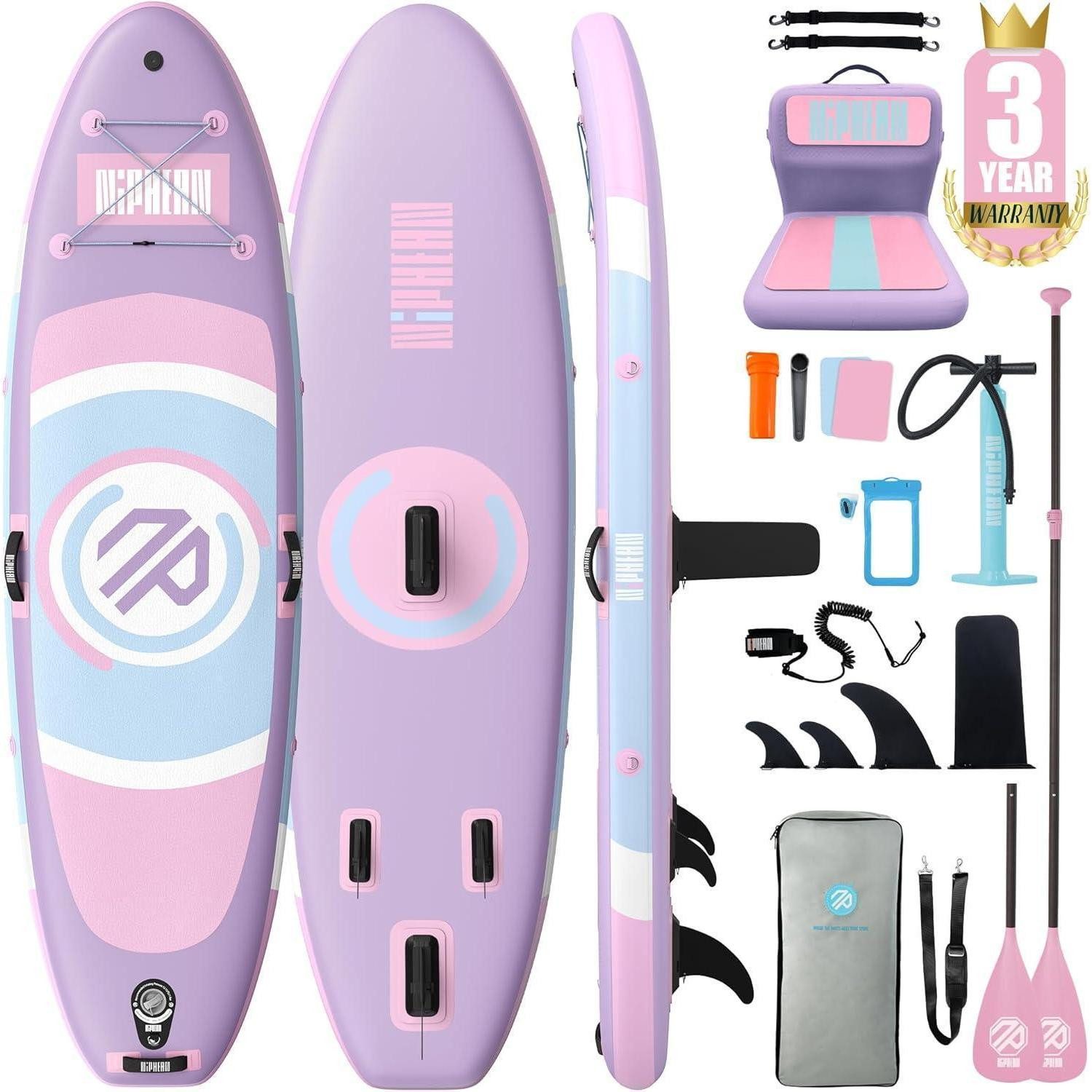 LuxusKollektion Inflatable SUP-Board SUP Board 305cm Lavender Whispers mit Aufblasbarem Kajaksitz