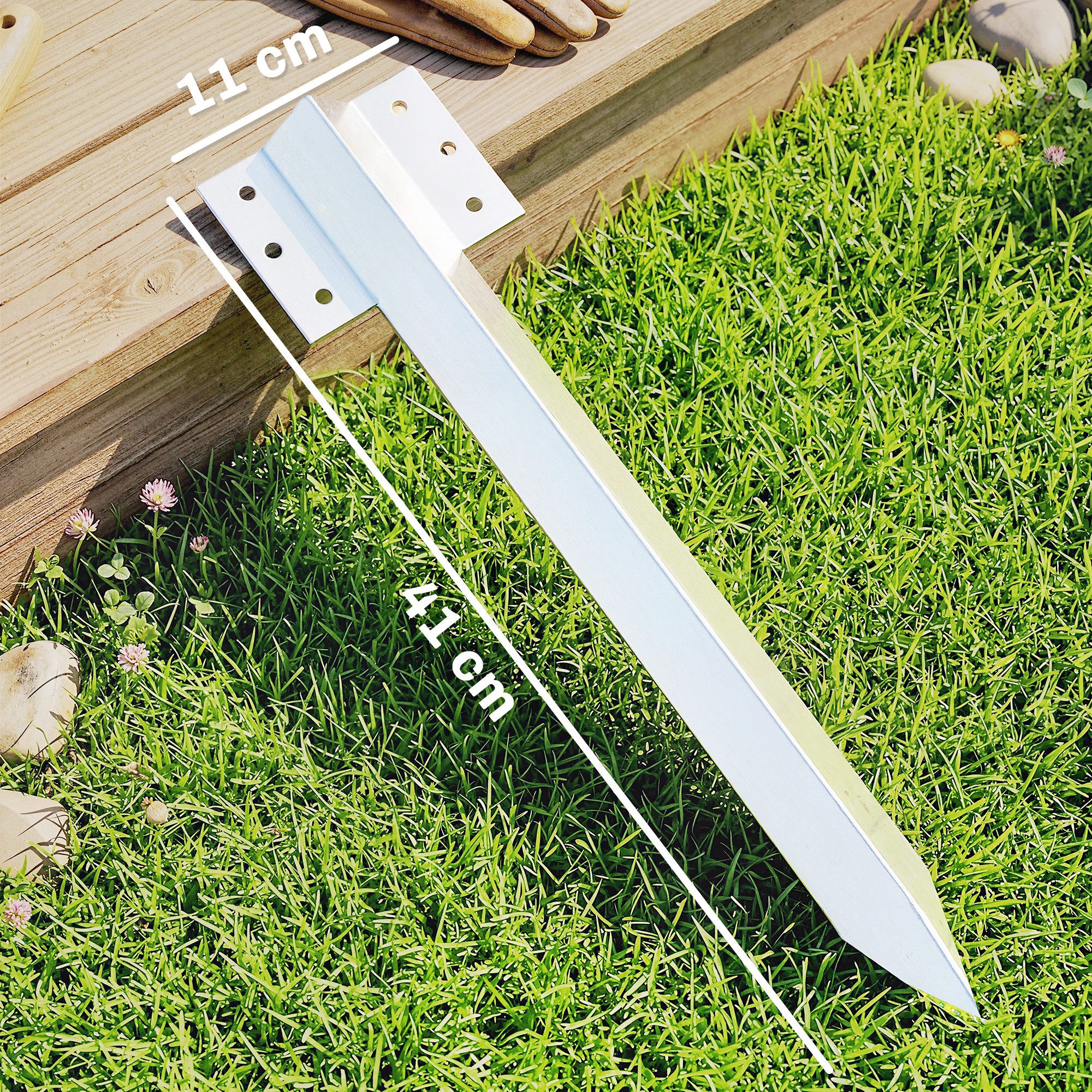 Outsunny Bodenanker Metall-Hochbeetpfähle, für Standard-Eisenbahnschwellen im Garten- und Landschaftsbau, zum Einschlagen, (Set, 20-St., mit Handschuhe), Verzinkter Stahl, abgerundete Ecken, 20er-Pack