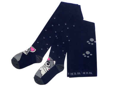 WERI SPEZIALS Strumpfhersteller GmbH Strickstrumpfhose »Kinderstrumpfhosen für Mädchen >>Graue Katze<< aus Baumwolle«