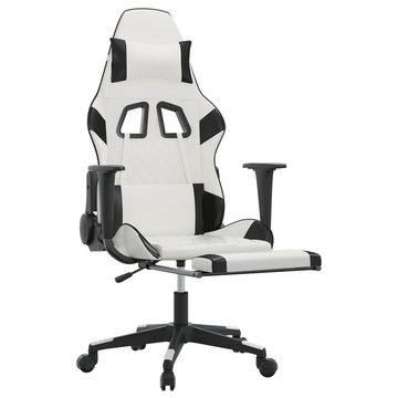 vidaXL Bürostuhl Gaming-Stuhl mit Massage Fußstütze Weiß Schwarz Kunstleder Bürostuhl