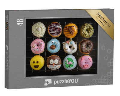puzzleYOU Puzzle Donuts mit kreativer und lustiger Dekoration, 48 Puzzleteile, puzzleYOU-Kollektionen Küche, Kuchen, 200 Teile, Essen und Trinken