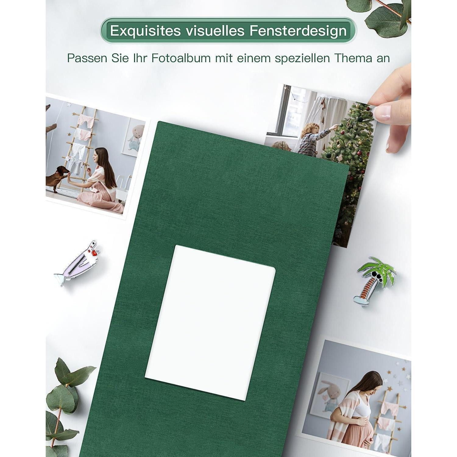 LuxusKollektion Einsteck-Fotoalbum Fotoalbum 10x15cm 300 Einstecktaschen 300Fotos Dunkelgrün