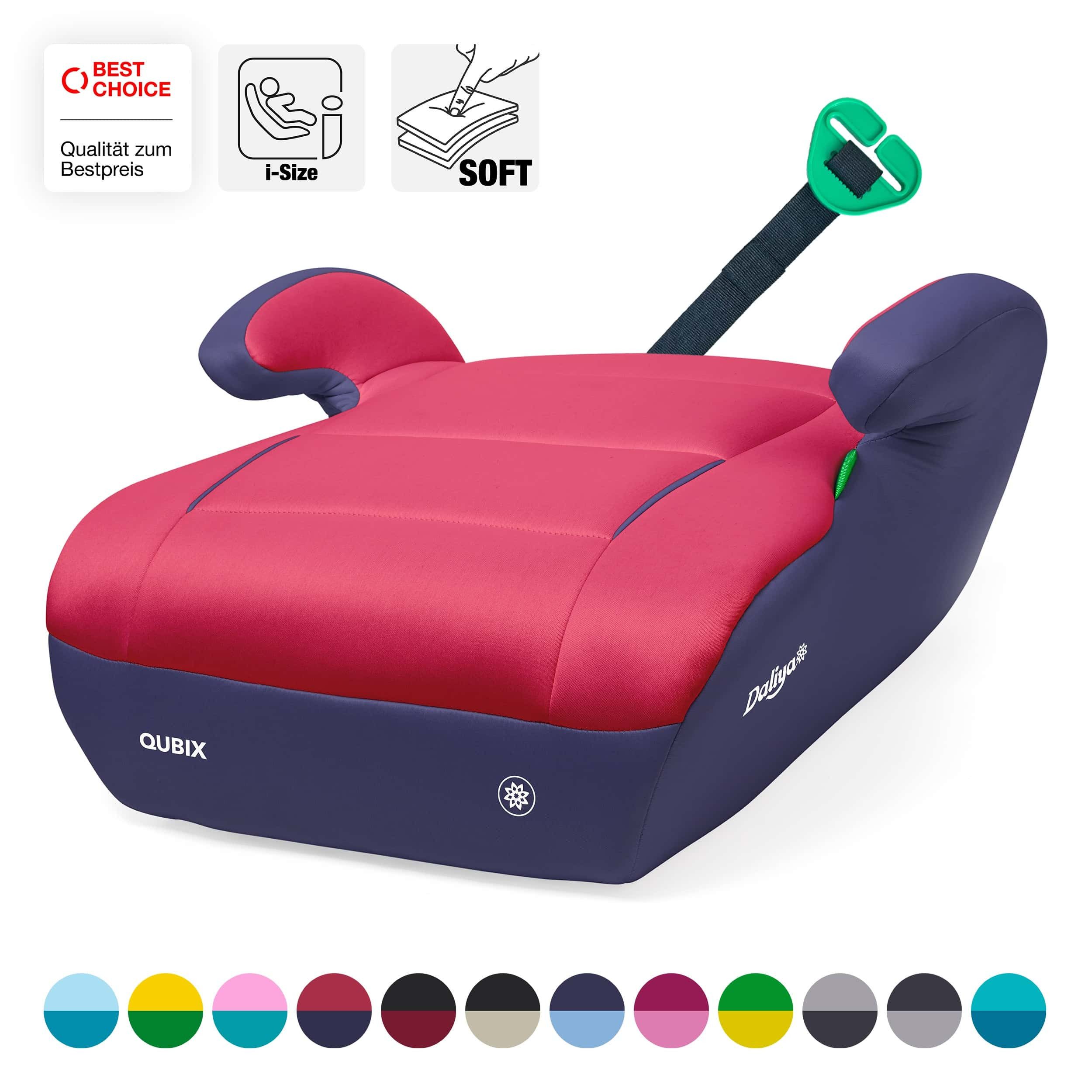 Daliya® Kindersitzerhöhung QUBIX I-Size Sitzerhöhung, Kindersitzerhöhung, Kindersitz, ab: ab 6 Jahre oder 125cm Körpergröße, bis: bis 12 Jahre oder 150cm Körpergröße, ab: 125 cm, bis: 150 cm, (Packung, 1-tlg), I-Size, Gurtfix, ergonomisch, weich, waschbar
