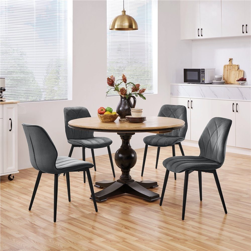 Yaheetech Küchenstuhl, Esszimmerstühle 2er für Set Polsterstuhl Küche/Esszimmer grau