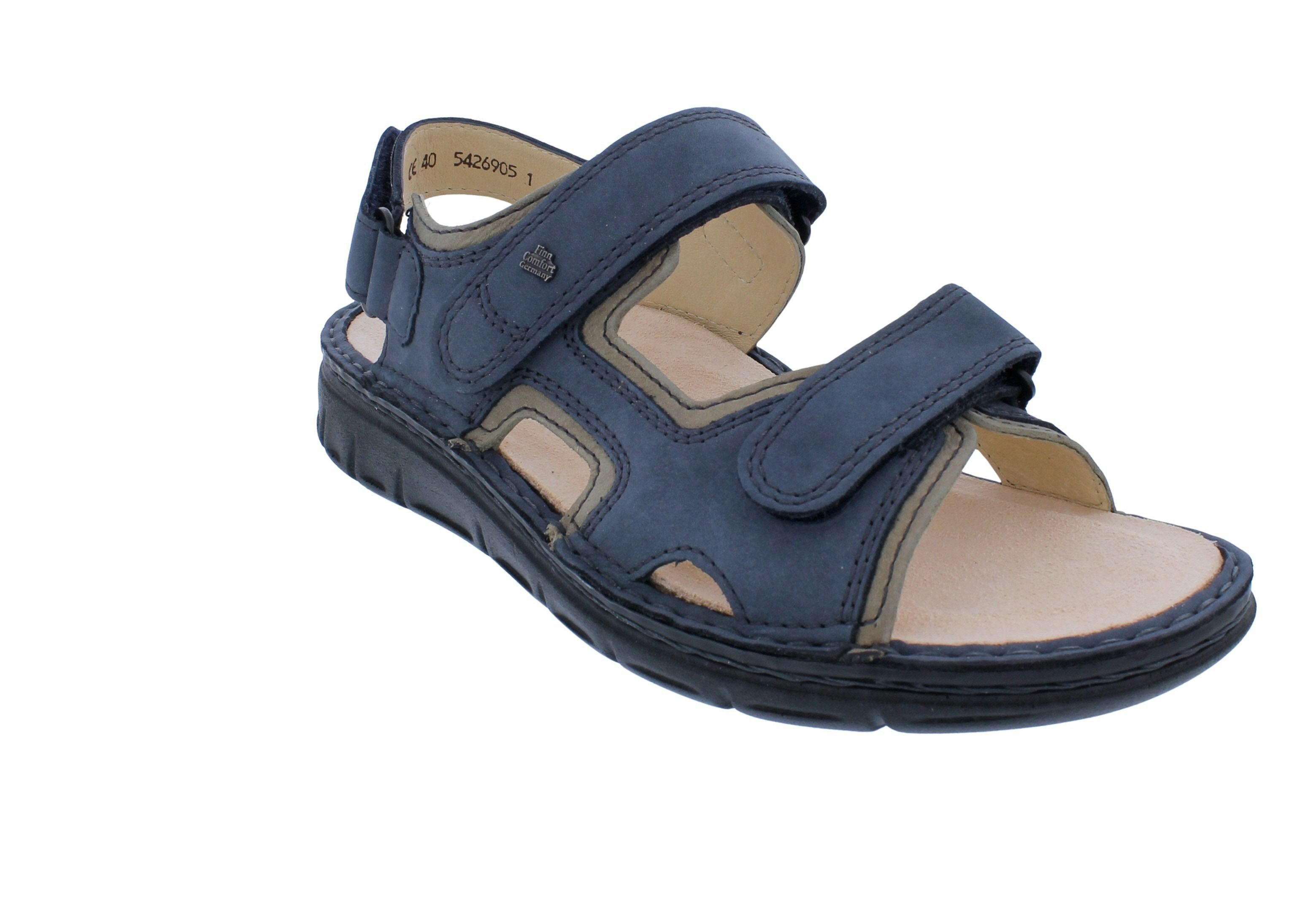 Finn Comfort Finn Comfort Herrensandale Wanaka-Soft 81540-903097, Nubukleder, Blau- Sandale