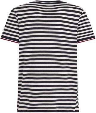 Tommy Hilfiger Rundhalsshirt NATURAL TECH STRIPED TEE mit Ärmelabschlüssen in TH-Farben