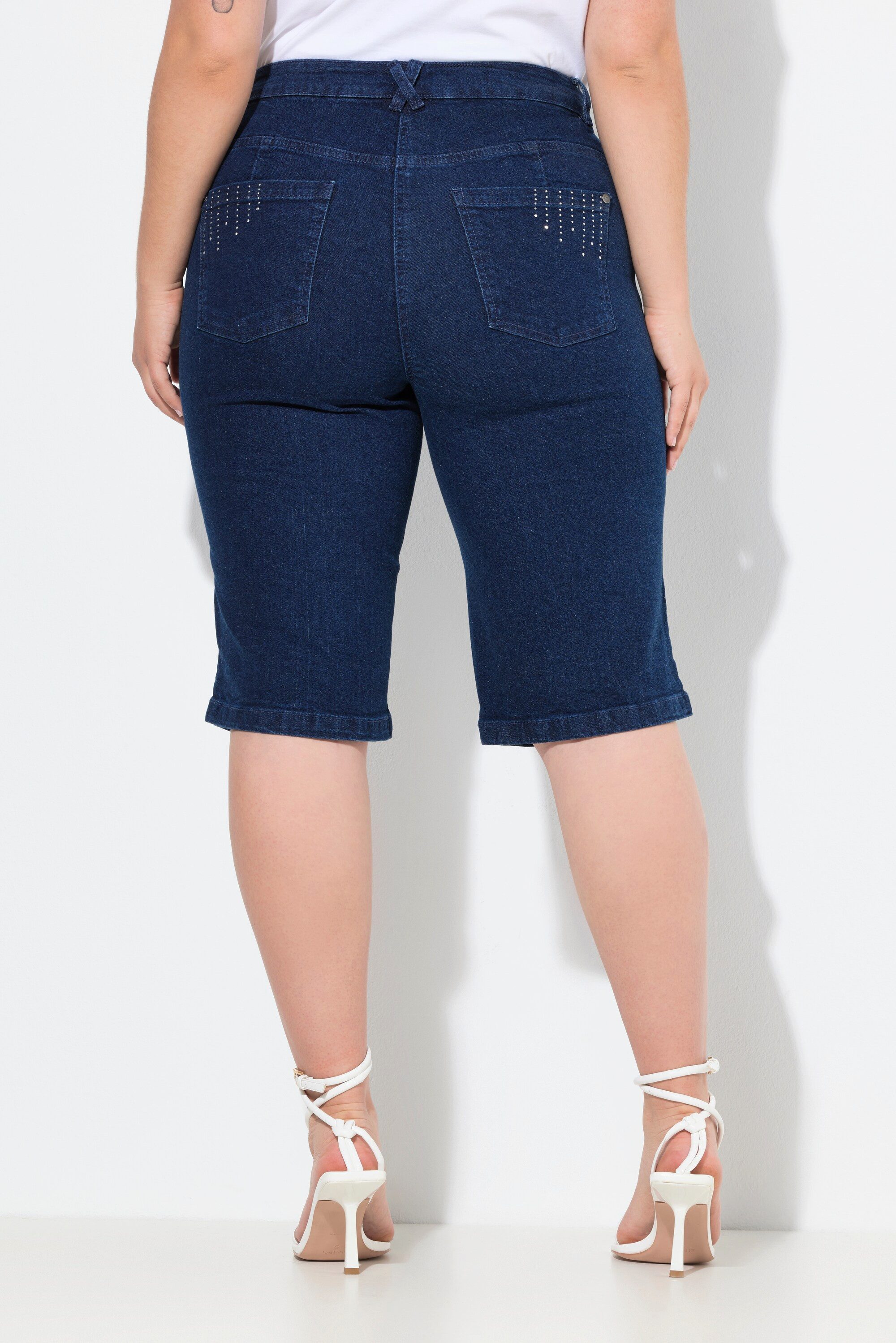MIAMODA 5-Pocket-Jeans Jeans-Bermuda gerade Glitzersteinchen-Strahlen