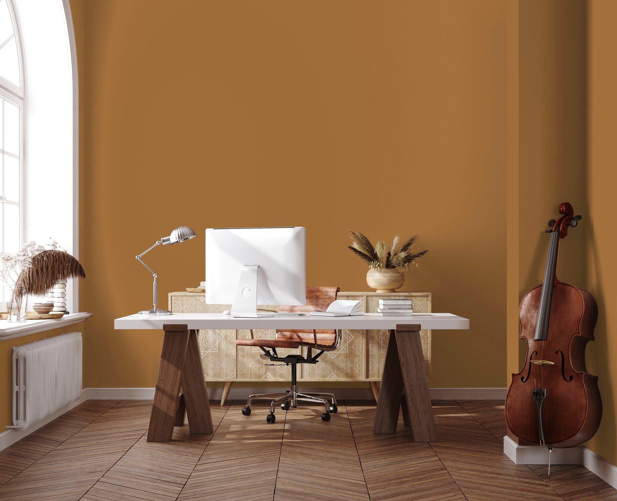 saffron saffron, Farbwelt A.S. c8014 Création smooth PURO smooth Orange Innenwandfarbe und Premium Schlafzimmer, Wohnzimmer, ideal Wandfarbe Tuchmatt Flur Küche, für