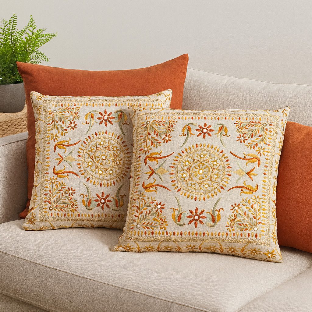 Marrakesch Orient & Mediterran Interior Zierkissen Boho Kissenbezug Lodge handgefertigt aus Baumwolle in Braun 50 x 50 cm, (1 St)