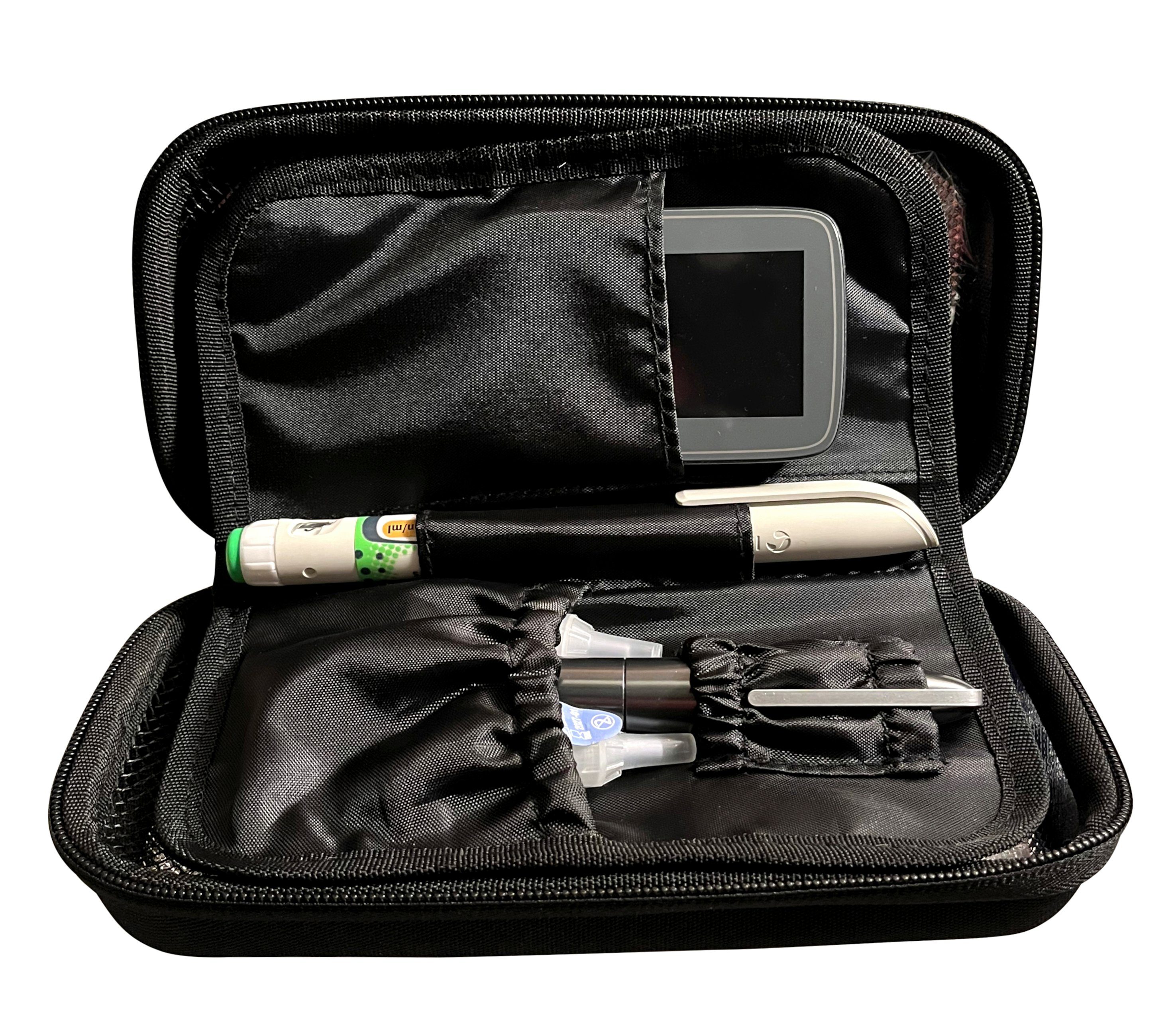 SEWAS Diabetic Care Aufbewahrungstasche Hardcase für Diabetes Zubehör, Reisetasche inkl. 2 Kühlpad´s, Stoßfest, Gürtelschlaufe, kühlendes Innenmaterial, 2xKühlpad´s