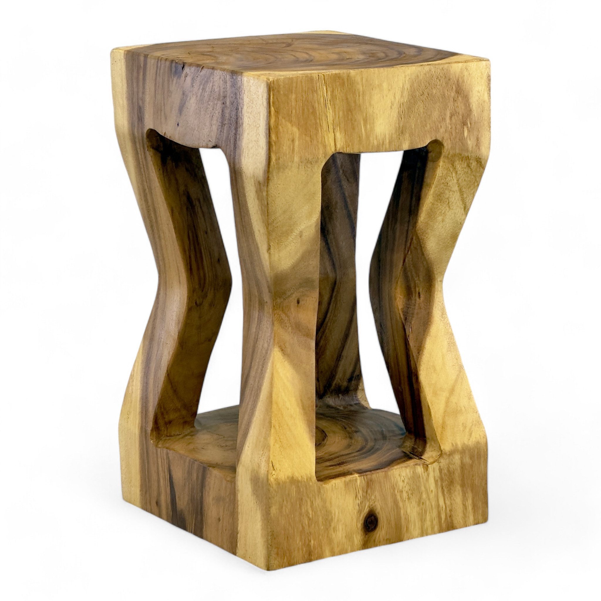 Beistelltisch Natur Holzhocker Eckig - Hocker Blumenhocker