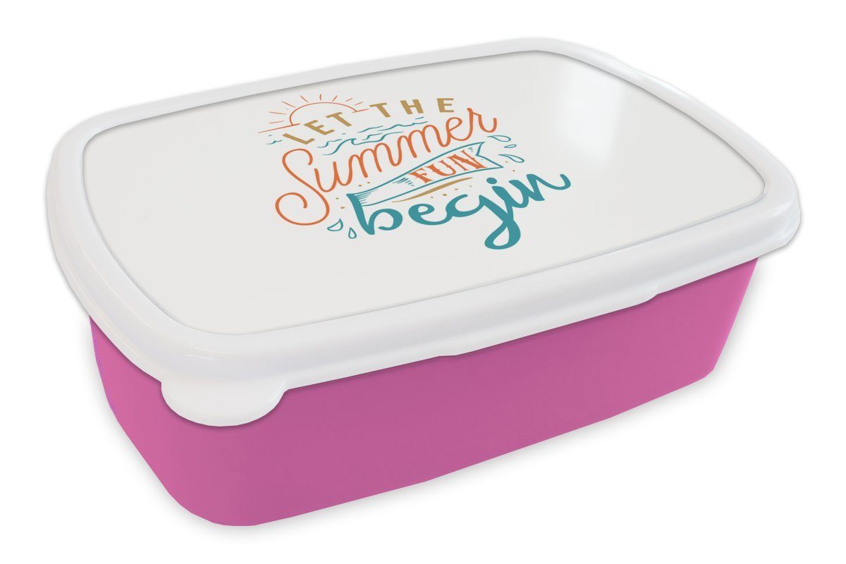 MuchoWow Lunchbox Sommer - Zitate - Weiß, Kunststoff, (2-tlg), Brotbox für Erwachsene, Brotdose Kinder, Snackbox, Mädchen, Kunststoff rosa