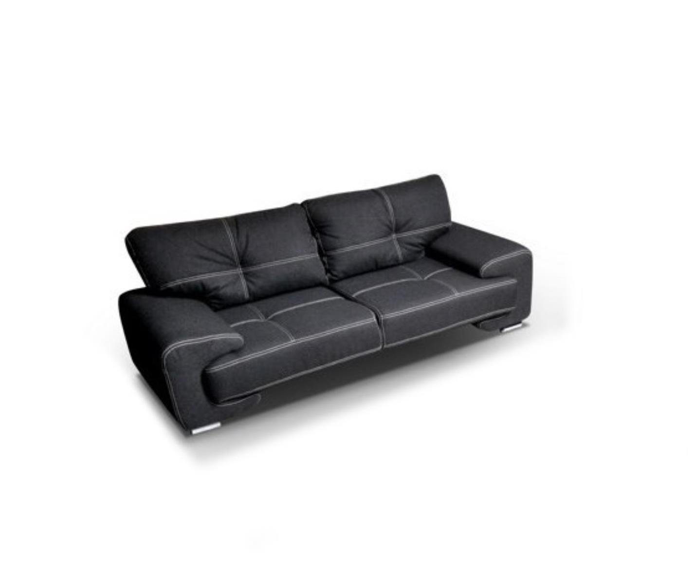 Beautysofa Schwarz Zweisitzer sofa, + / NEMO, 230 bequemer Chrombeine Polstergarnitur Wellenunterfederung, / cm), 190 135 Couchgarnitur + Sitz, inklusive (Sessel