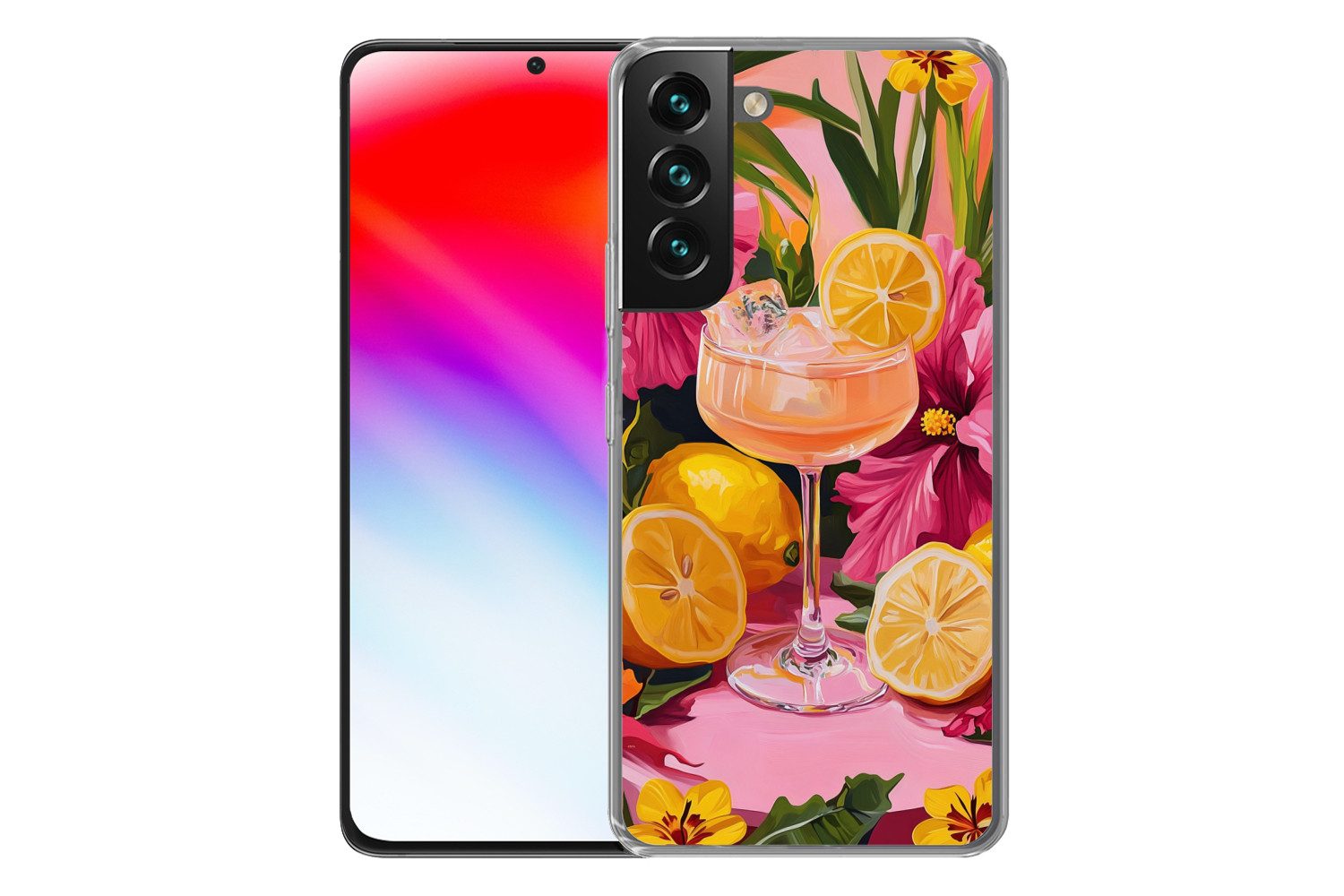 MuchoWow Handyhülle für Samsung Galaxy S22 Plus Getränk - Blumen - Gelb, Phone Case, Silikon, Schutzhülle Dünn
