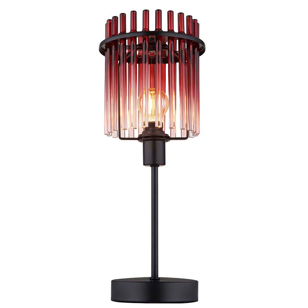 GLOBO LIGHTING Schreibtischlampe, Leuchtmittel nicht inklusive, Tischleuchte Beistelllampe Schreibtischlampe Nachttischlampe Glas Rot