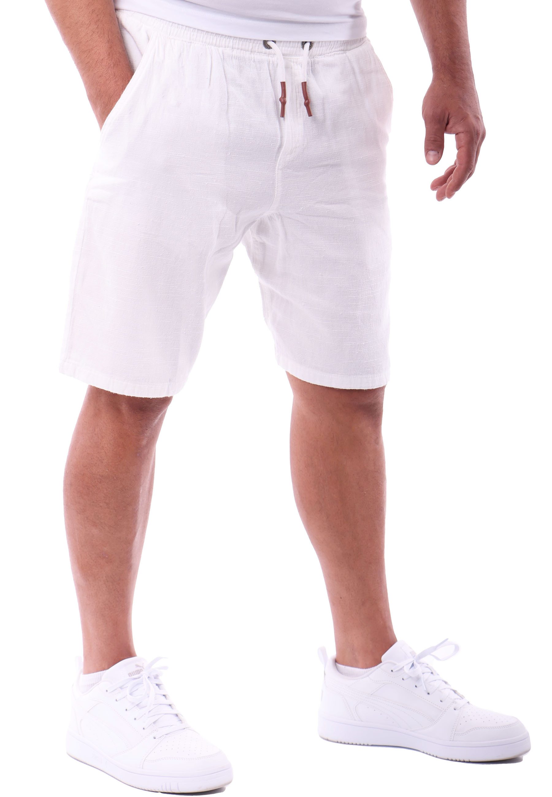 Reslad Leinenhose Reslad Kurze Hose Herren Baumwollhose Leinen-Shorts Strandhose RS-3004 (1-tlg., Freizeithose) leichte Freizeithose im Leinen-Look mit Kordelzu – Bild 4 von 5
