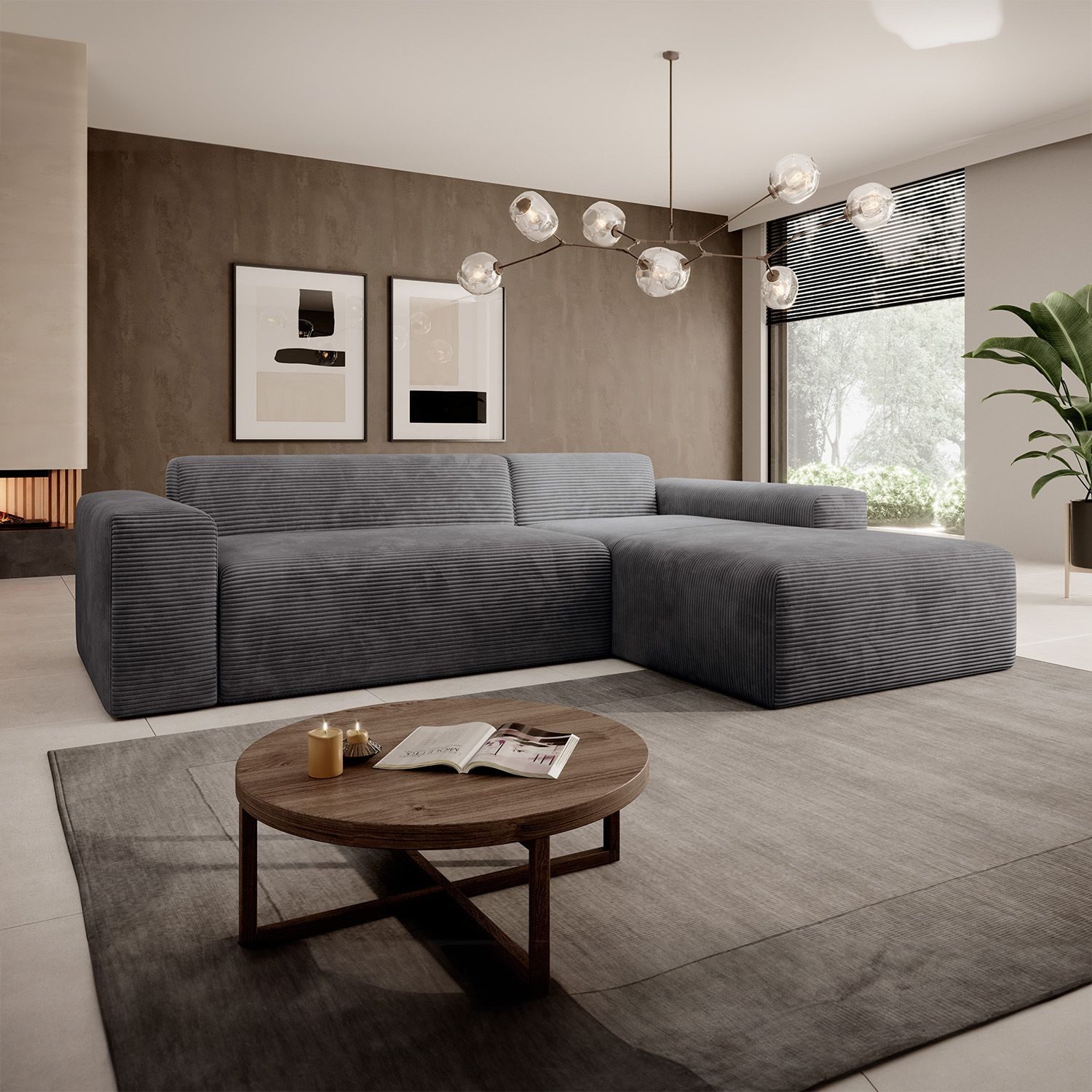 Juskys Ecksofa Vals, modern, L-Form, Stoff, bequem, samtig wie Cord, breite günstig online kaufen