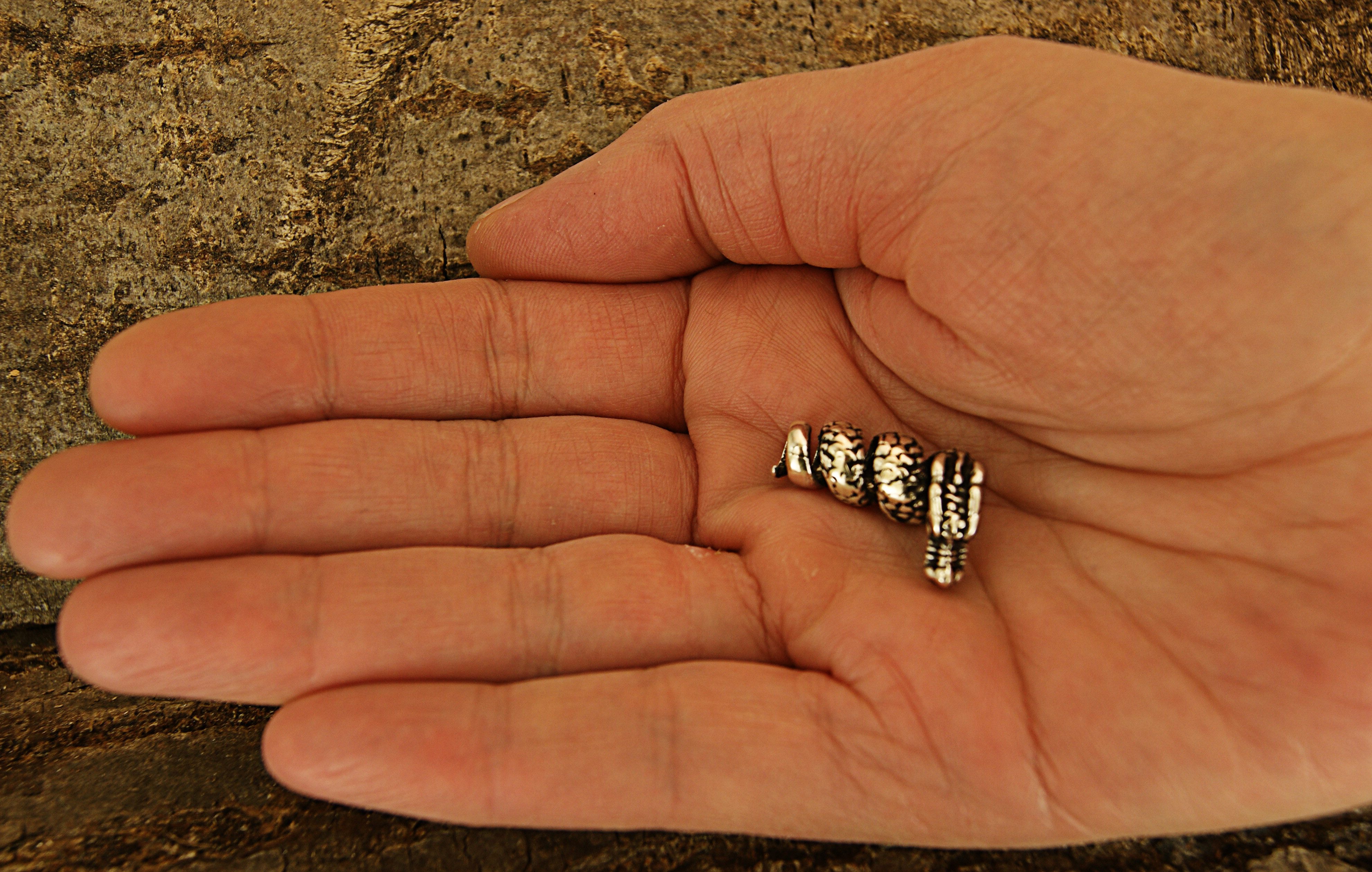 Kiss of Leather Bartkamm Bartperle Haarperle aus 925 Silber Drache Bartschmuck Haarschmuck