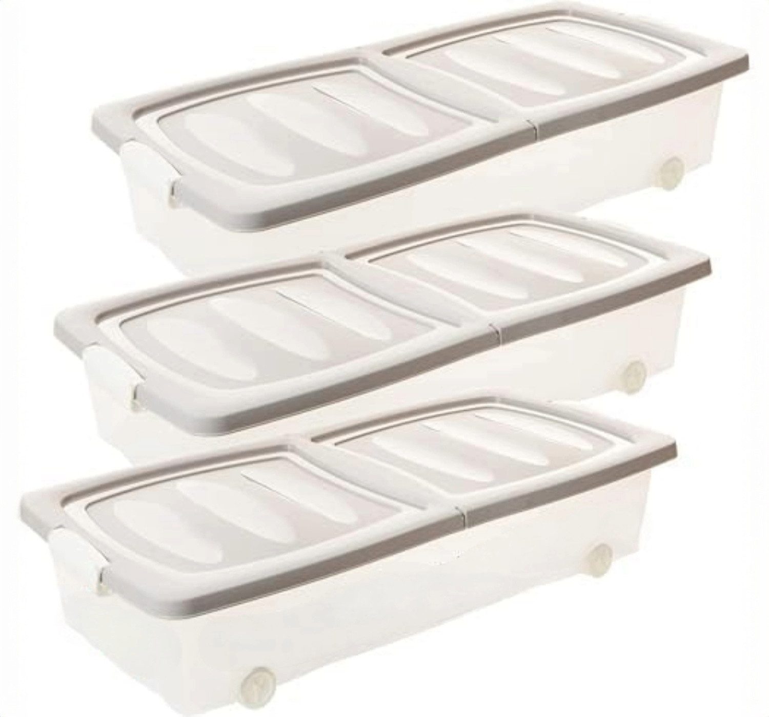 Centi Unterbettkommode LAHN 80x40x17cm – 32L (3er-Set), Unterbettkommode mit Rollen