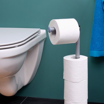 bremermann Toilettenpapierhalter Stand-WC-Rollenhalter 2in1, Ersatzrollenhalter (4 Rollen), grau