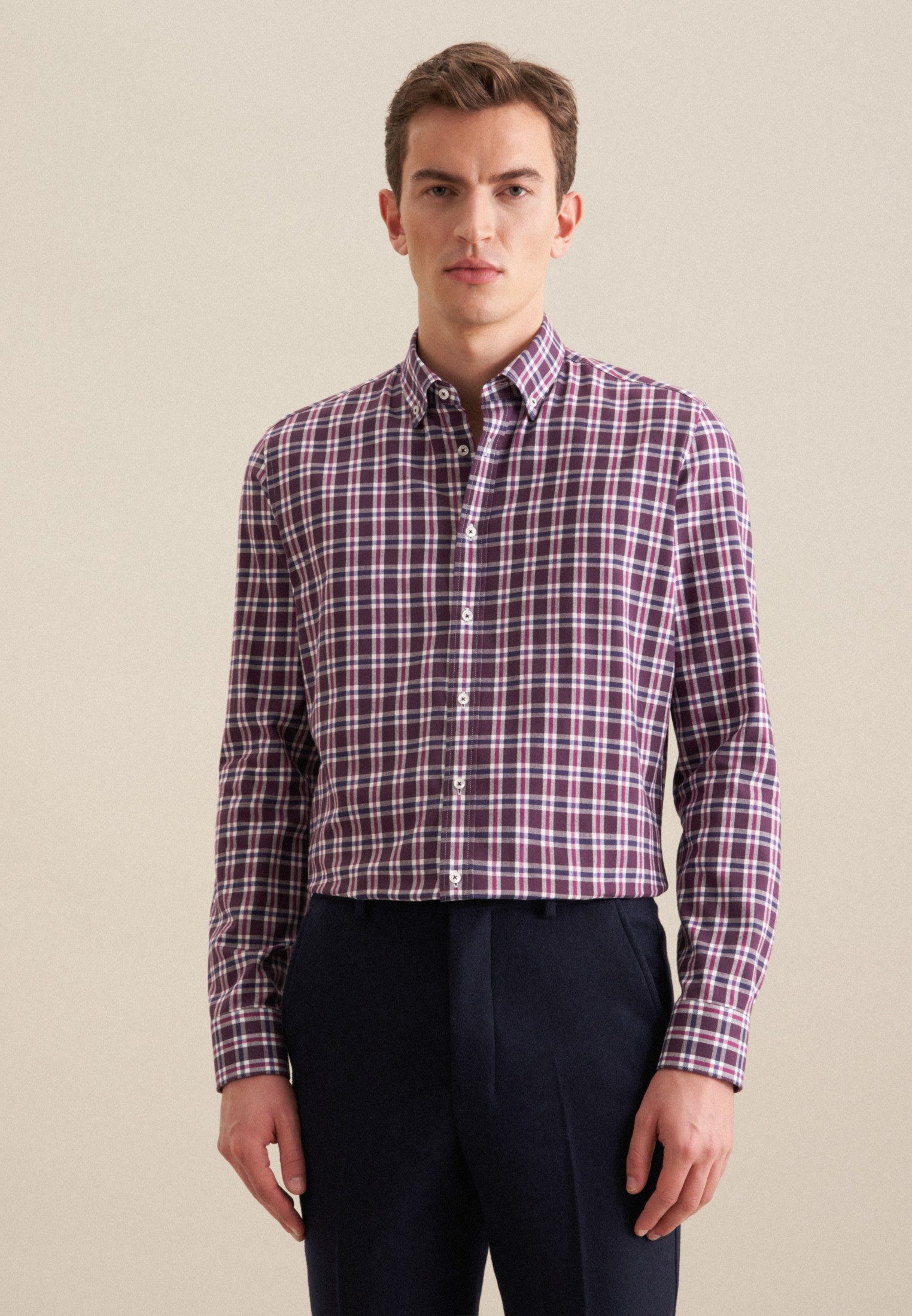 seidensticker Flanellhemd Slim Slim Langarm Button-Down-Kragen günstig online kaufen