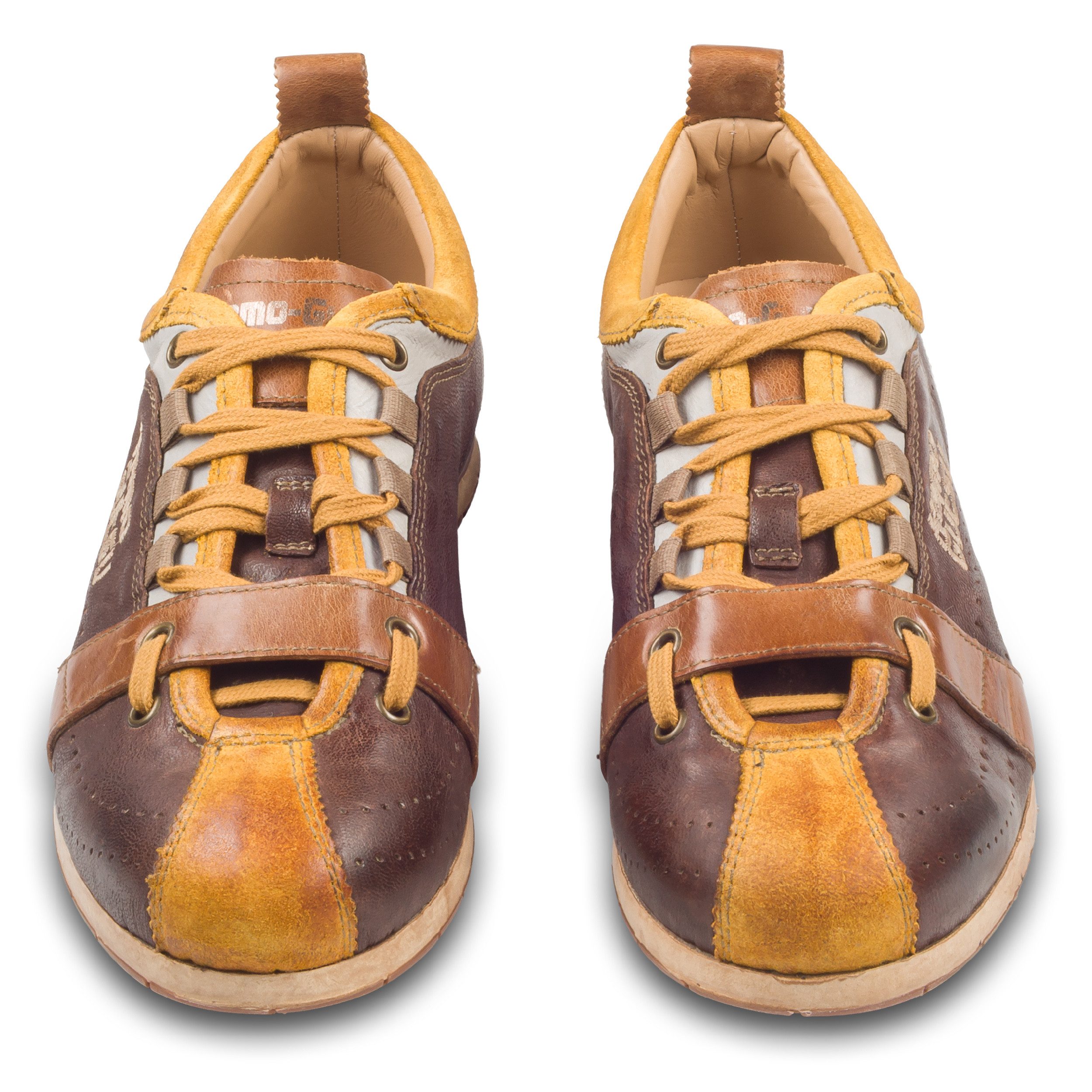 Kamo-Gutsu Herren Sneaker Leder braun/gelb (TIFO-017 ocra legno) stone washed Sneaker Handgefertigt in Italien