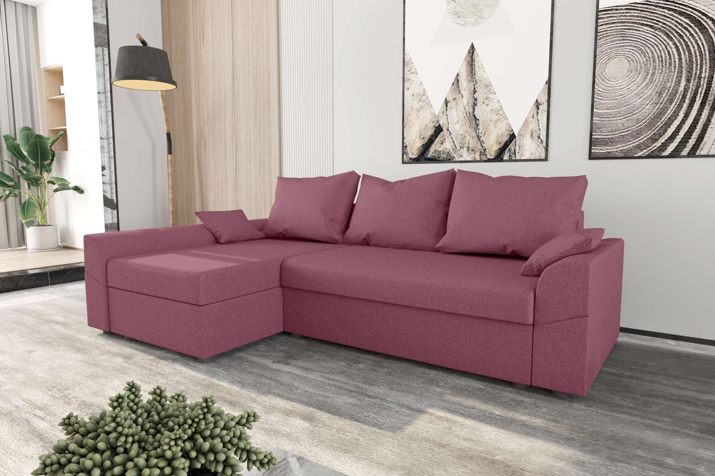 Aurora, Design mit mit Eckcouch, Modern Ecksofa Bettfunktion, Sitzkomfort, Sofa, Bettkasten, Stylefy L-Form,