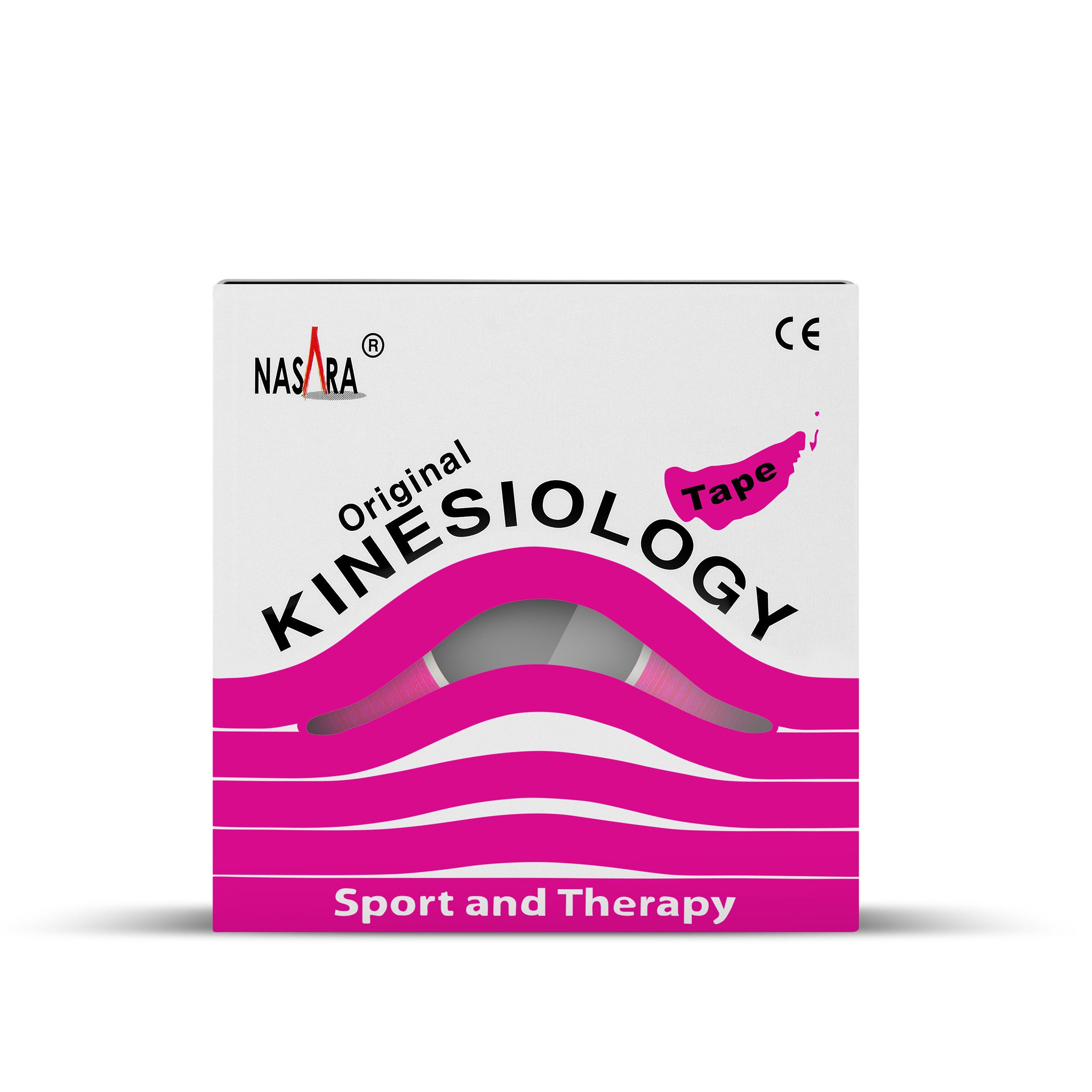 NASARA Kinesiologie-Tape 5m x 5 cm Rolle Sport- und Pysiotape mit langer Haftdauer in Pink 5m x 50 mm