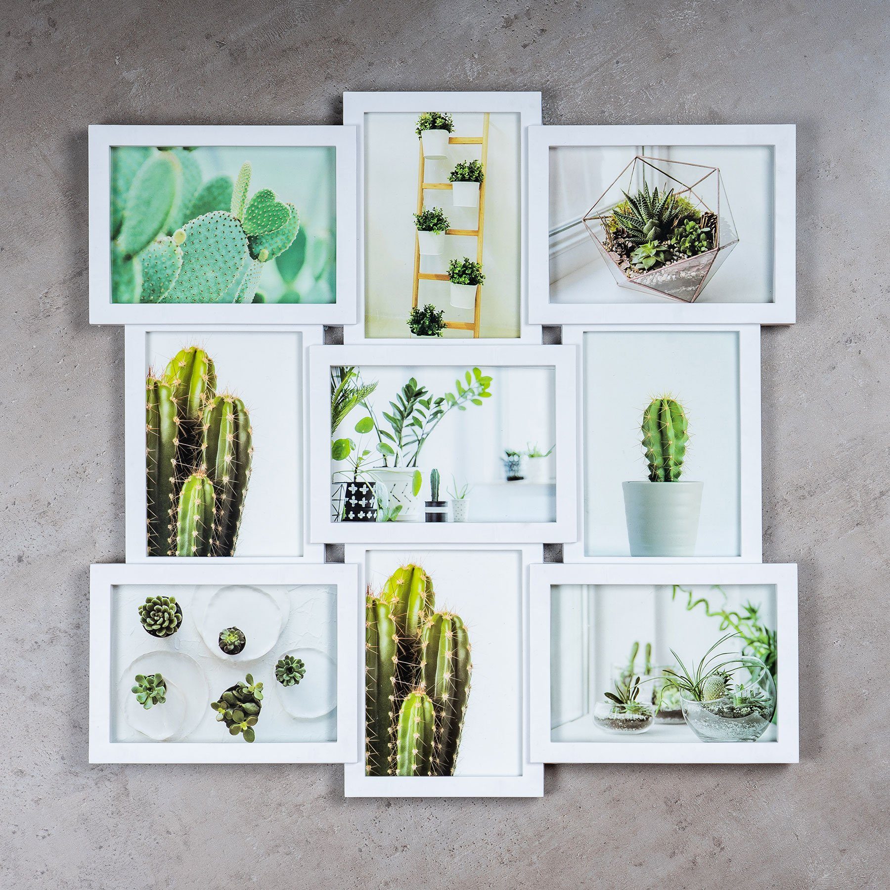 Levandeo® Bilderrahmen Collage, Bilderrahmen 51,5x51,5cm Weiß 9 Fotos 13x18 günstig online kaufen