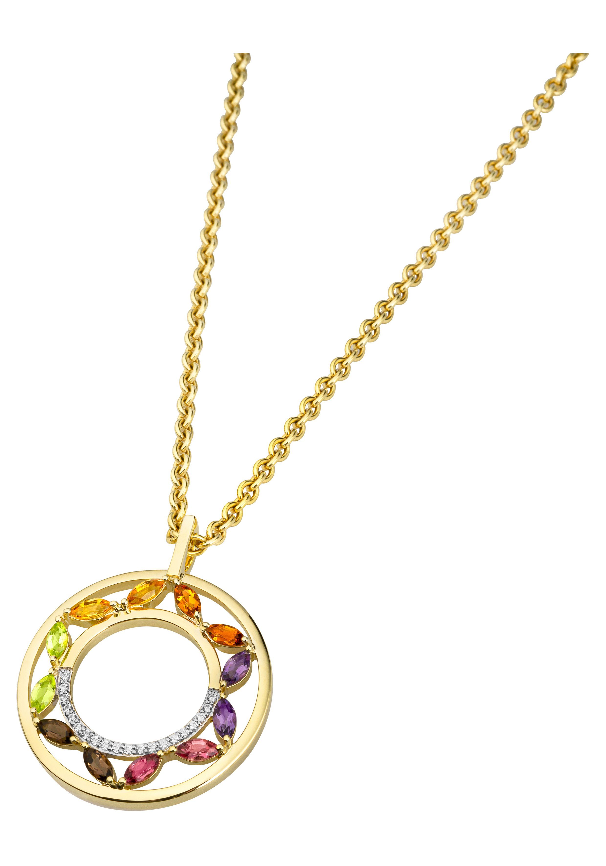 JOBO Kettenanhänger, 585 Gold mit 12 bu...