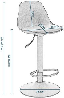 EUGAD Barhocker (1 St), Tresenhocker mit Rückenlehne, Höhenverstellbar, Drehbar
