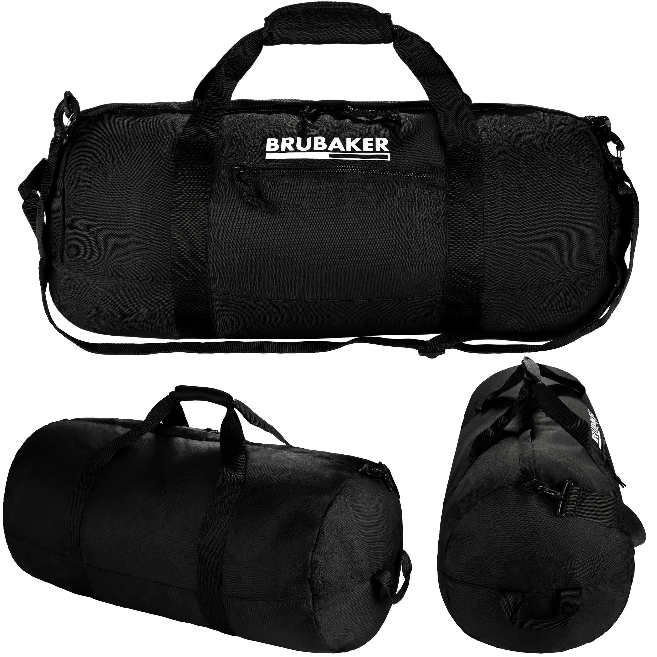 BRUBAKER Reisetasche Große Falttasche - Faltbare Reisetasche Schwarz - Weekender (1-tlg., Leichte Falt-Trainingstasche für Herren und Damen), Wandelbare Sporttasche - Duffle Bag für Reisen, Urlaub, Fitness