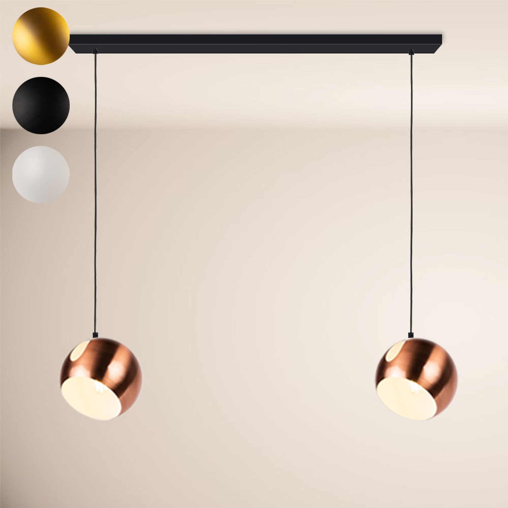 s.luce Pendelleuchte Ball Esstisch-Pendelleuchte 2-5-flammig Ø 30cm Balken 160cm Weiß