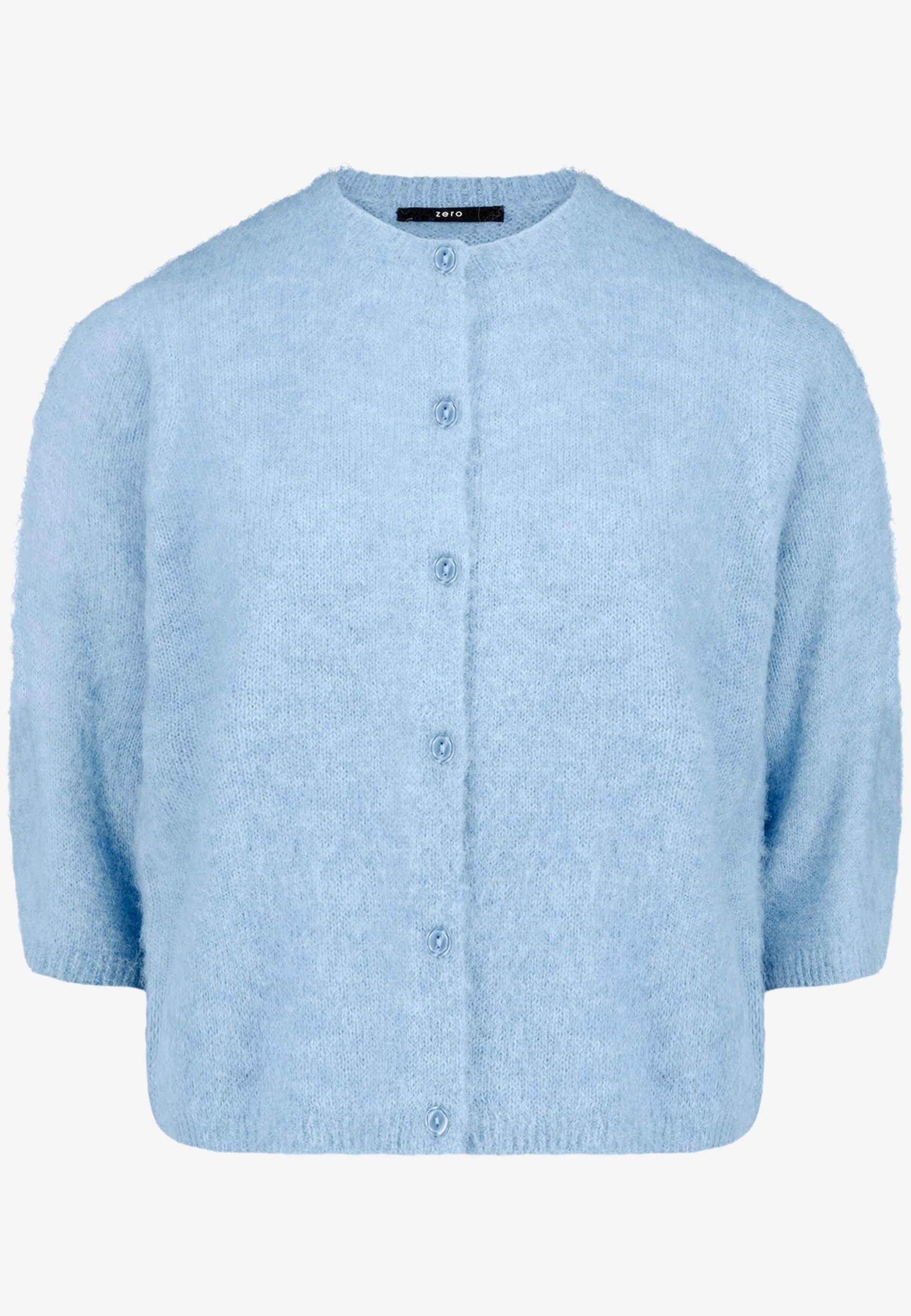 Zero Strickpullover Strickjacke Kurz 3/4 Arm, Ashley Blue Melange