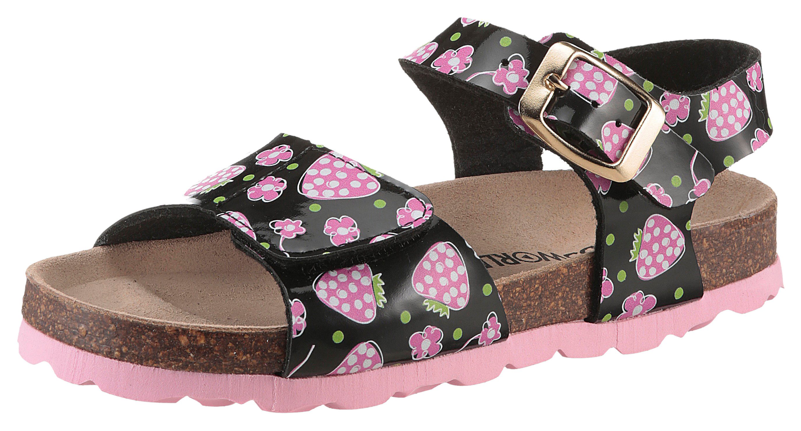 KIDSWORLD Riemchensandale Sommerschuh, Sandalette, Strandschuh, Urlaubschuh mit Erdbeeren-Motiv