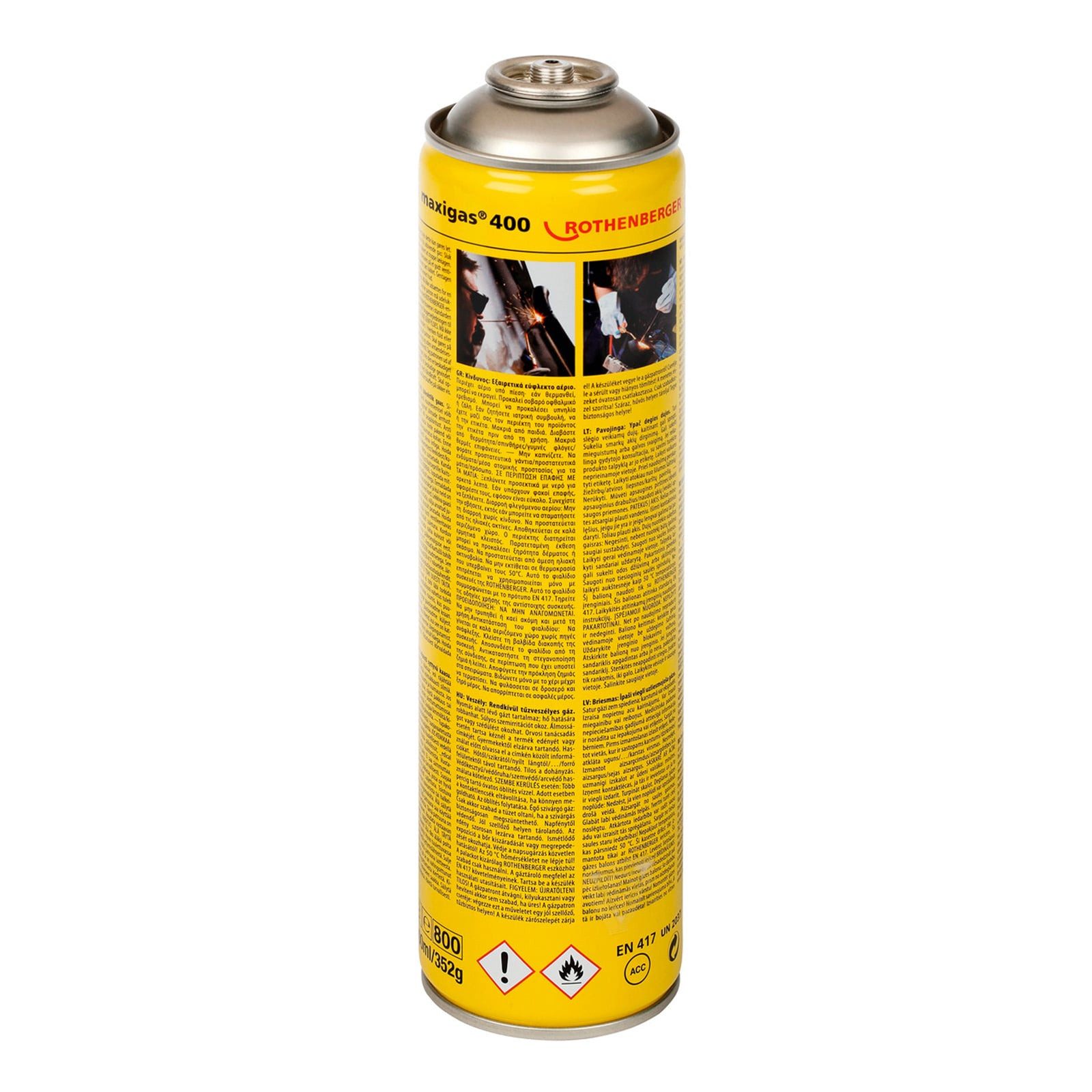 Rothenberger Gaskartusche ROTHENBERGER Maxigas 400-Gaskartusche 600ml Gewinde-Anschluss 7/16"-EU