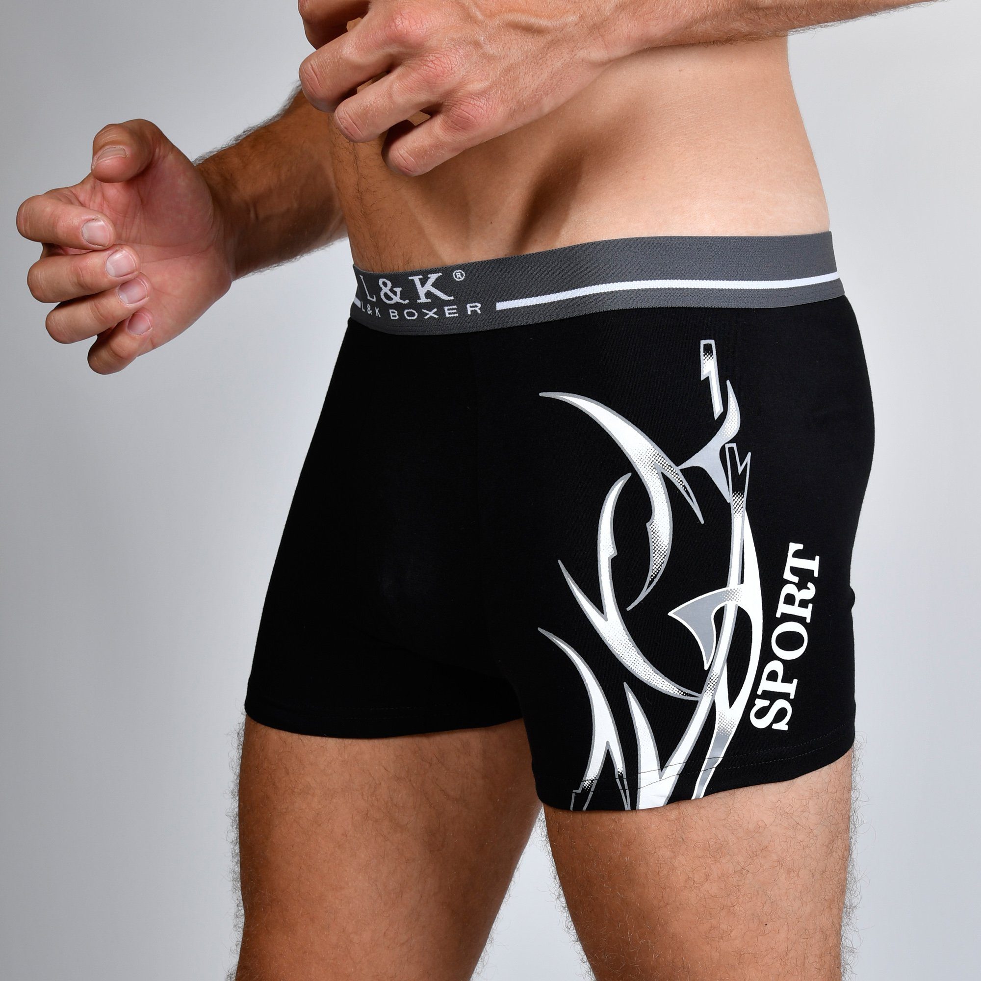 L&K Boxershorts 1104-1121 (10er-Pack) Herren Boxershorts mit tollem Motiven